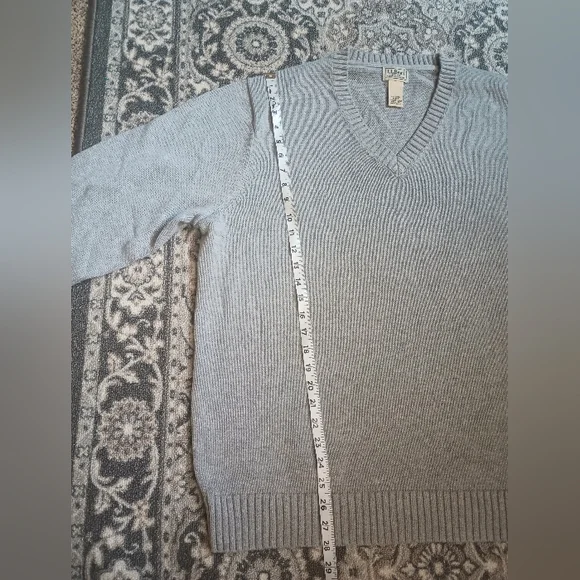 ll Bean Mens V Neck Sweater XL Gray Cotton Heavy Knit Normcore Preppy Outdoor - Picture 7 of 7